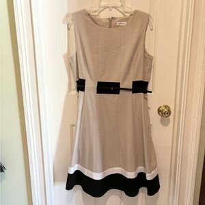 Calvin Klein cream striped dress, Size 12